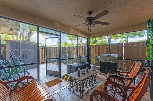 a outdoor space with patio the couches and a dining table with garden view