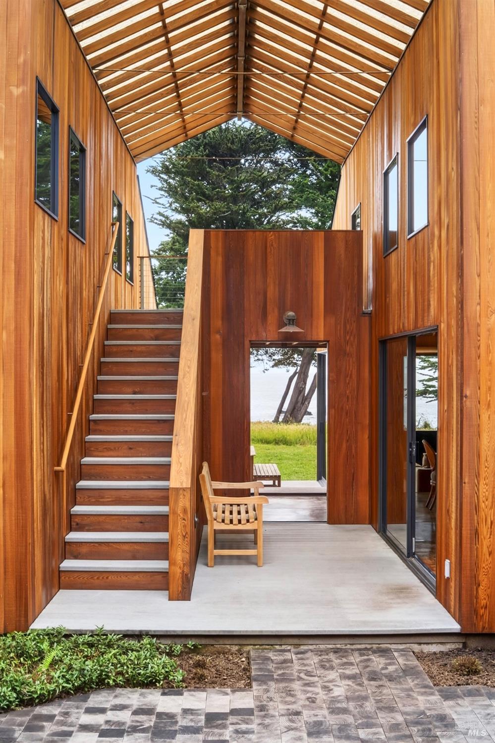 233 Solstice The Sea Ranch, CA 95497 - Photo 3 of 90 Steps from courtyard to covered upper view deck with ocean view