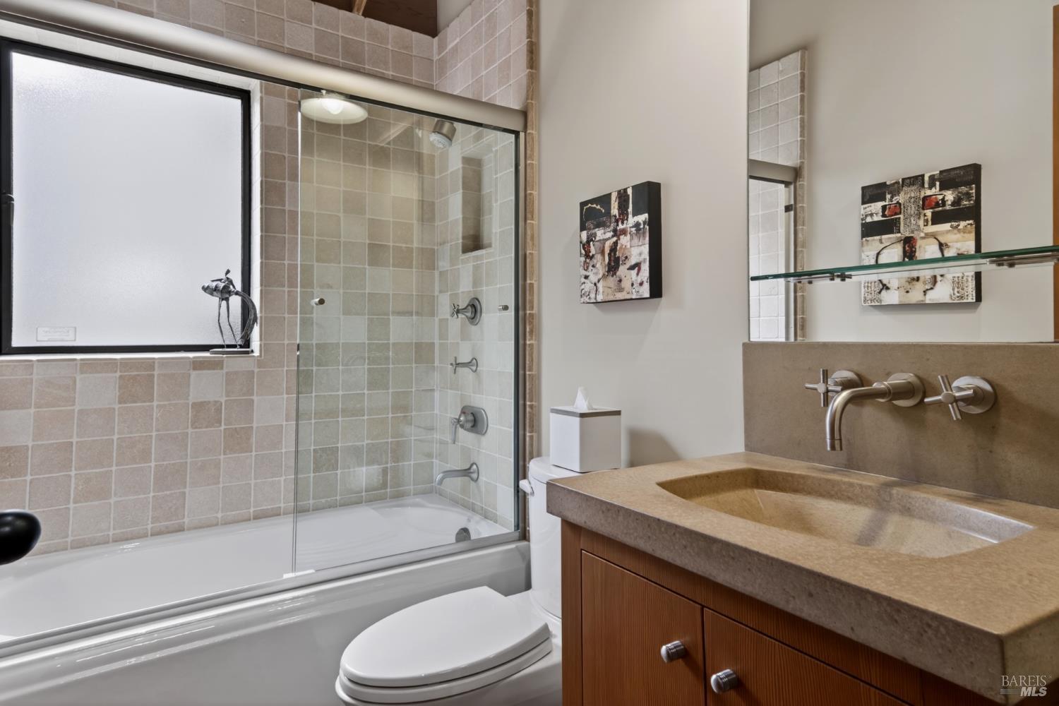233 Solstice The Sea Ranch, CA 95497 - Photo 37 of 90 Guest bathroom with window, shower over tub and sink/vanity