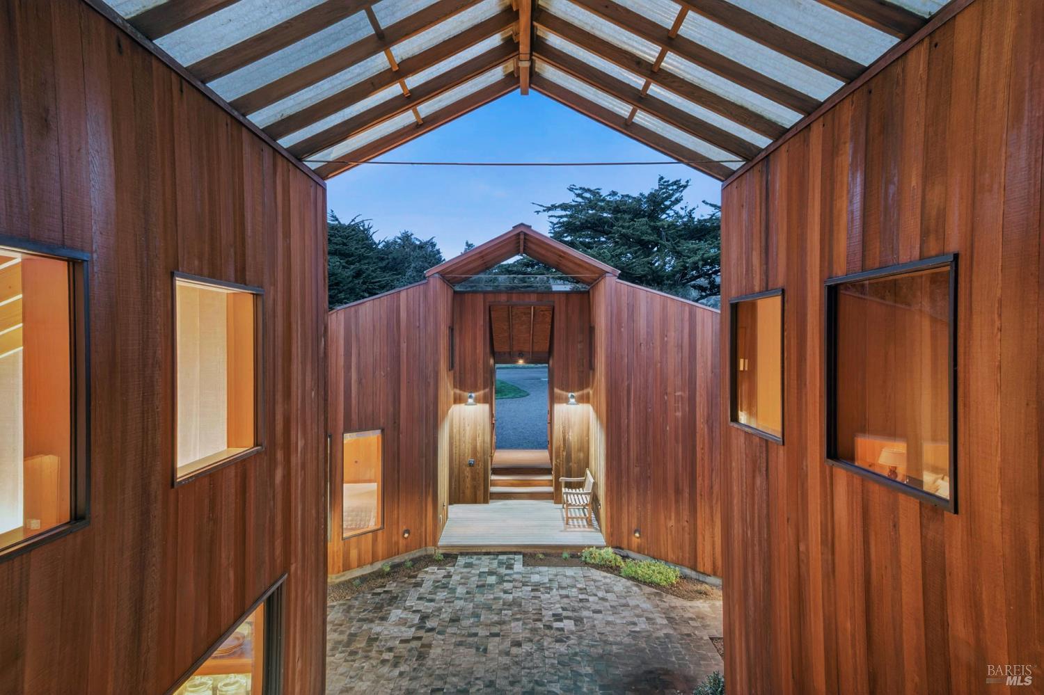 233 Solstice The Sea Ranch, CA 95497 - Photo 85 of 90 Looking down into courtyard from viewing deck at twilight