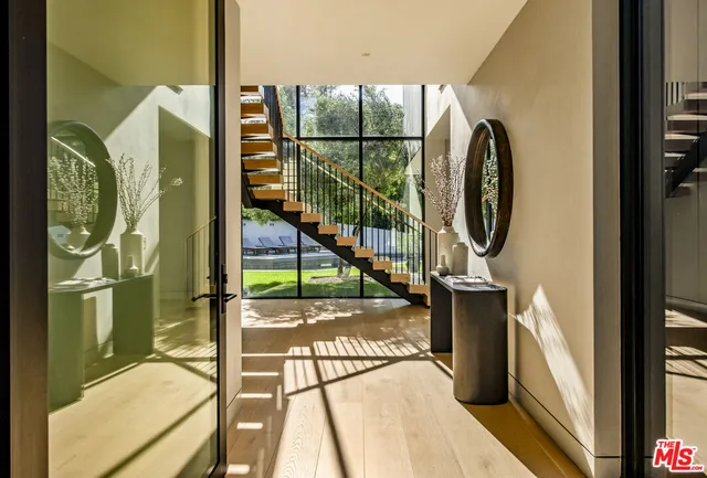 a building outdoor space with patio furniture