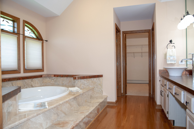 201 East Army Trail Road Bartlett, IL 60103 - Photo 32 of 59 a bathroom with a granite countertop tub sink and mirror