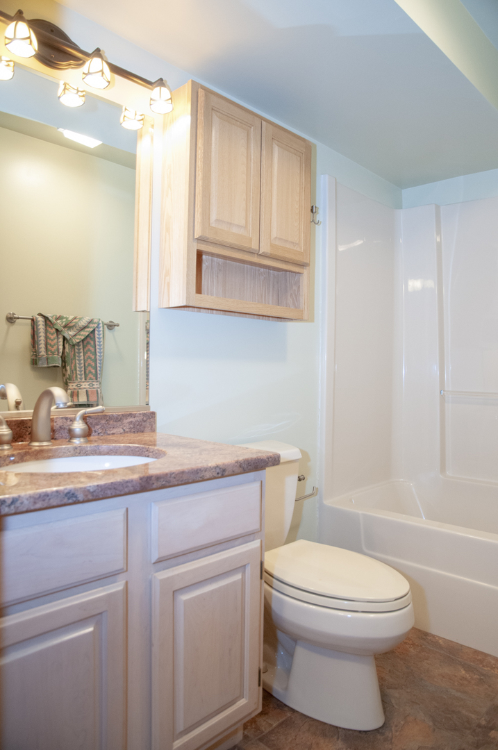 201 East Army Trail Road Bartlett, IL 60103 - Photo 51 of 59 a bathroom with a granite countertop toilet a sink and a bathtub