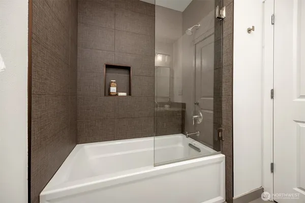 a bathroom with a bathtub