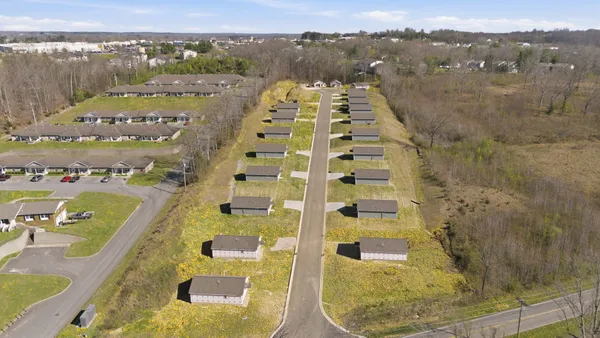 an aerial view of swimming pool