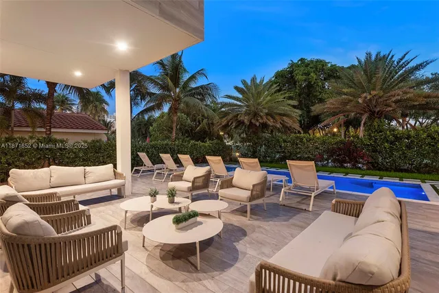 a view of outdoor space with seating space