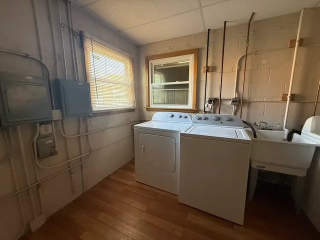 a utility room with dryer and washer