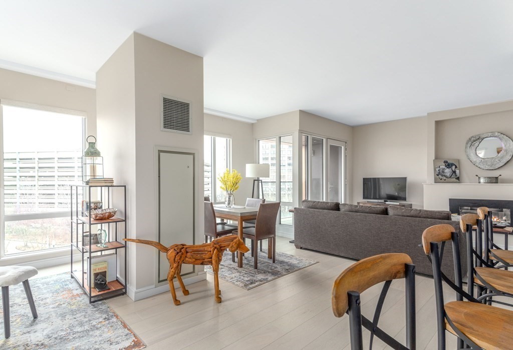 110 Broad Street, Unit 501 Boston, MA 02110 - Photo 29 of 41 a view of a dining room with furniture window and outside view