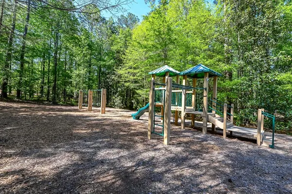 a view of a flower garden in a yard