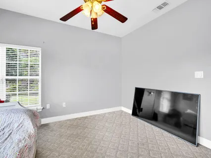 a view of a garden with plants and a lake view