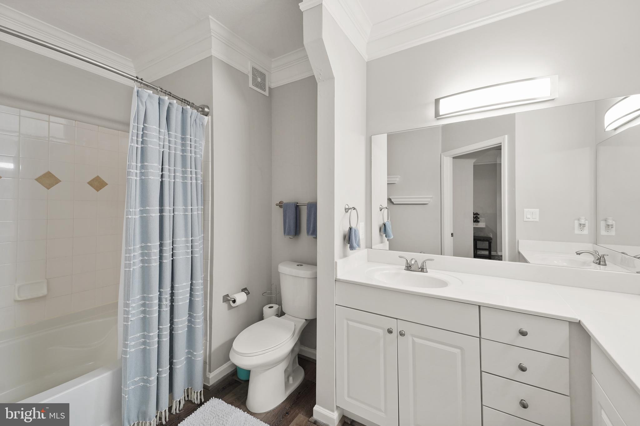 502 Sunset View Terrace Southeast, Unit 107 Leesburg, VA 20175 - Photo 29 of 50 a bathroom with a double vanity sink toilet and shower