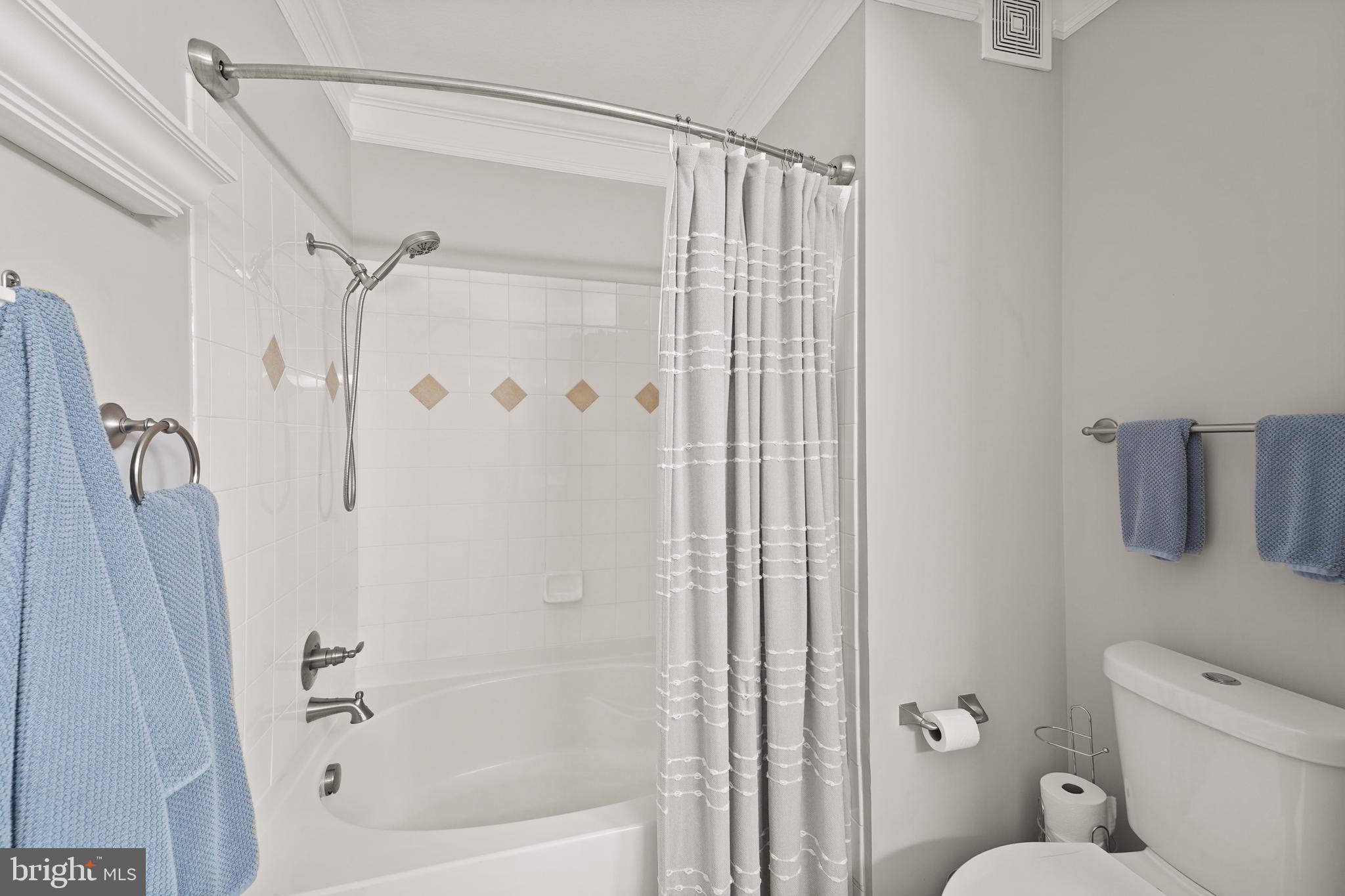 502 Sunset View Terrace Southeast, Unit 107 Leesburg, VA 20175 - Photo 31 of 50 a bathroom with a shower curtain and a toilet