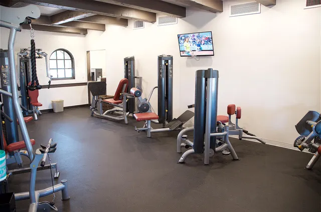 a view of a room with gym equipment