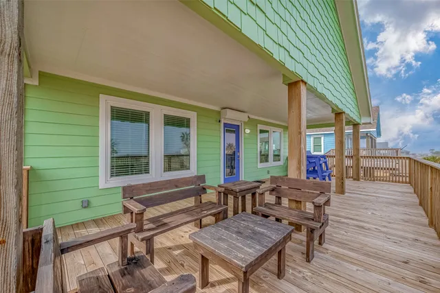 a backyard of a house with seating space