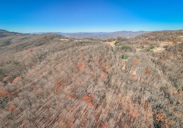 a view of a mountain in the distance in a field