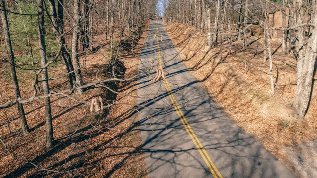 a view of a dry field with mountains in the background