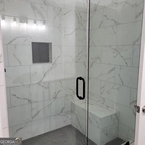 a bathroom with a shower
