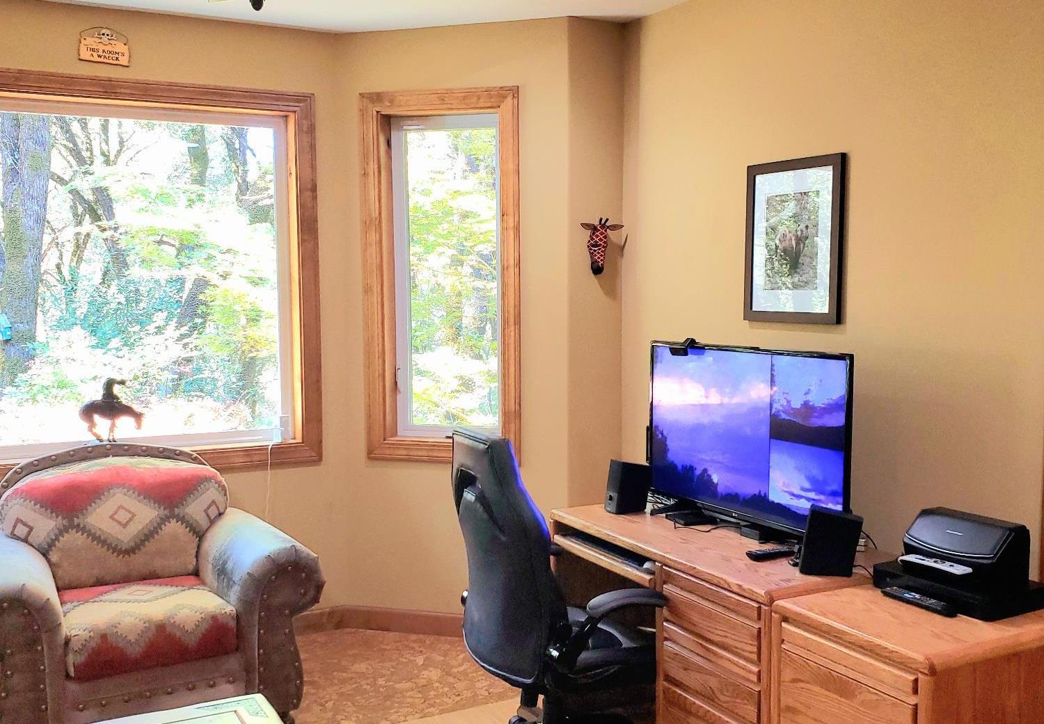 1440 Dog Bar Road Colfax, CA 95713 - Photo 61 of 93 Bedroom 3/office space with bay window, ceiling fan and cork flooring