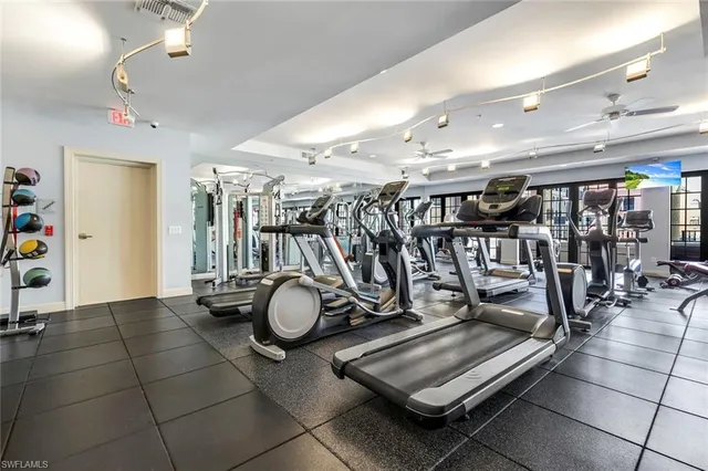a view of a room with gym equipment