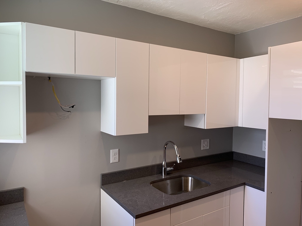8 Beethoven Street, Unit 3L Boston, MA 02119 - Photo 2 of 9 a kitchen with granite countertop a sink a refrigerator and cabinets
