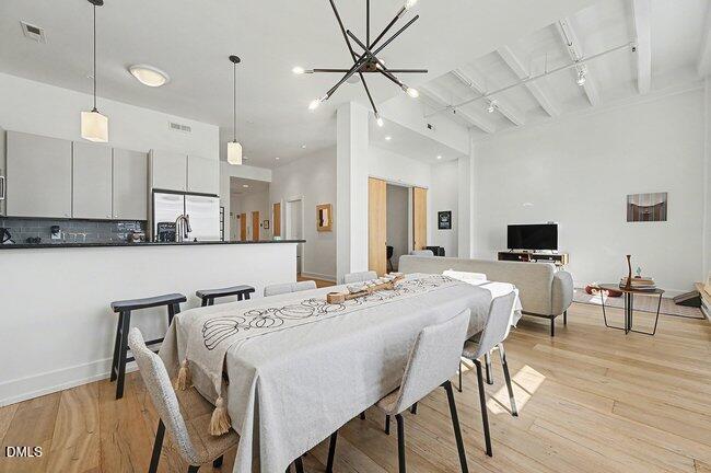 103 West Main Street, Unit 305 Durham, NC 27701 - Photo 10 of 25 a view of a dining room with furniture and wooden floor