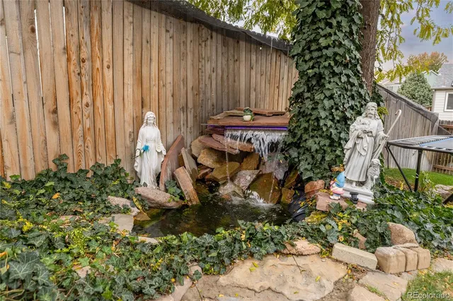 a view of a backyard with plants