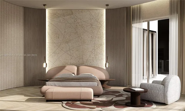 a bedroom with furniture and a window