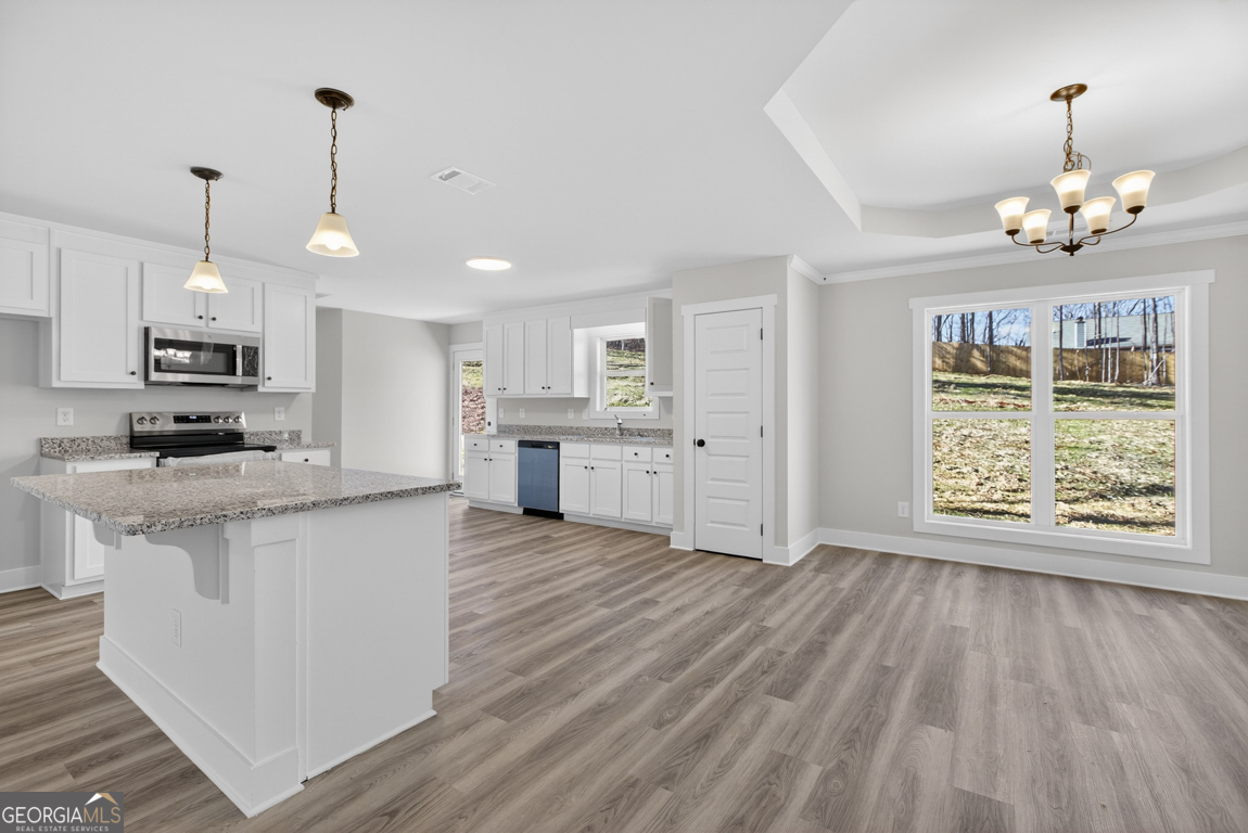 140 Chad Walk, Unit 57 Statham, GA 30666 - Photo 7 of 36 a large kitchen with cabinets wooden floor and stainless steel appliances