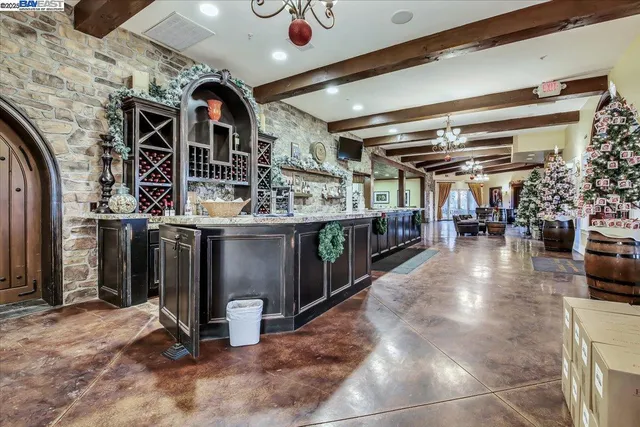 a kitchen with lots of counter top space