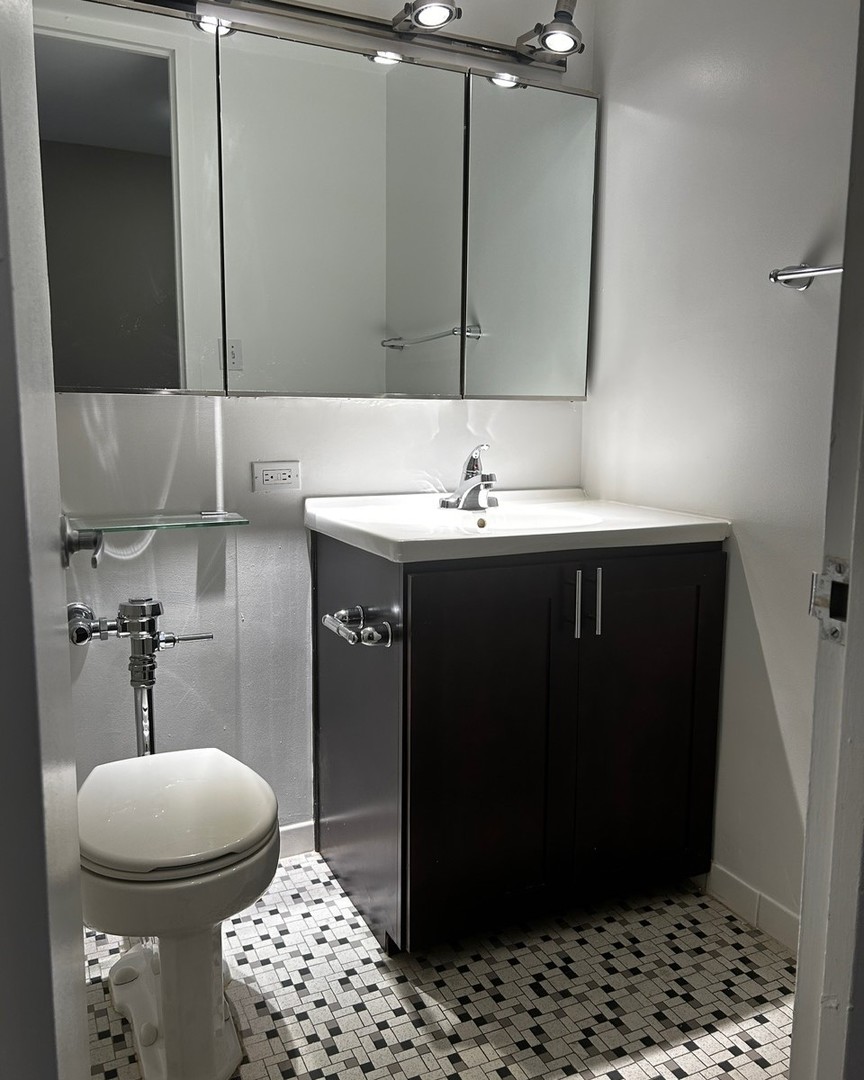 860 North Dewitt Place, Unit 1501 Chicago, IL 60611 - Photo 5 of 17 a bathroom with a sink and a mirror