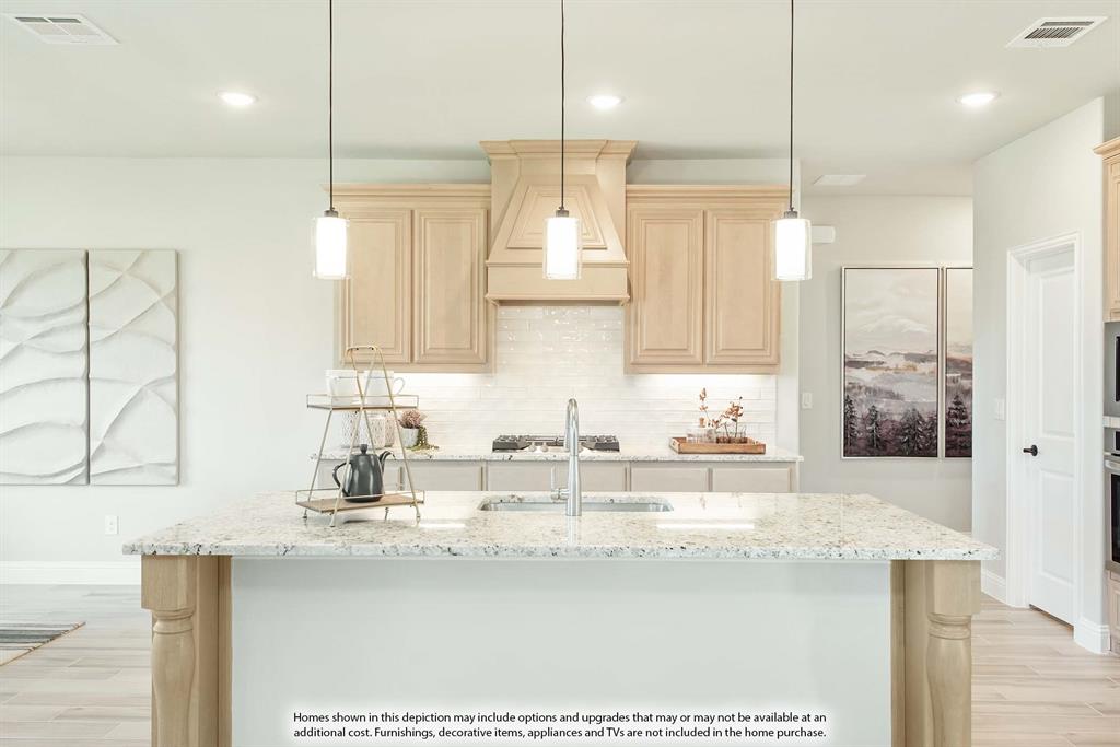 1133 Hitching Post Way Oak Point, TX 75068 - Photo 14 of 40 a kitchen with kitchen island a sink stainless steel appliances and cabinets