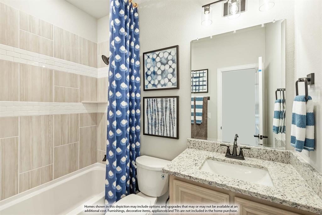 1133 Hitching Post Way Oak Point, TX 75068 - Photo 29 of 40 a bathroom with a granite countertop sink and a mirror