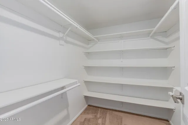 a view of an empty walk in closet
