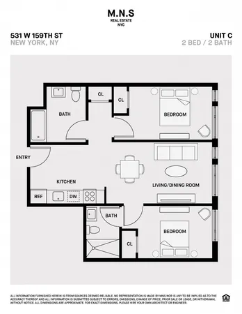 $3,250 | 531 West 159th Street, Unit 6C | Washington Heights