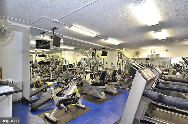 a view of a room with gym equipment