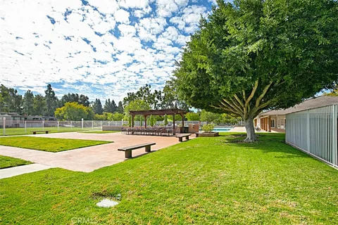 a view of a backyard with a trees