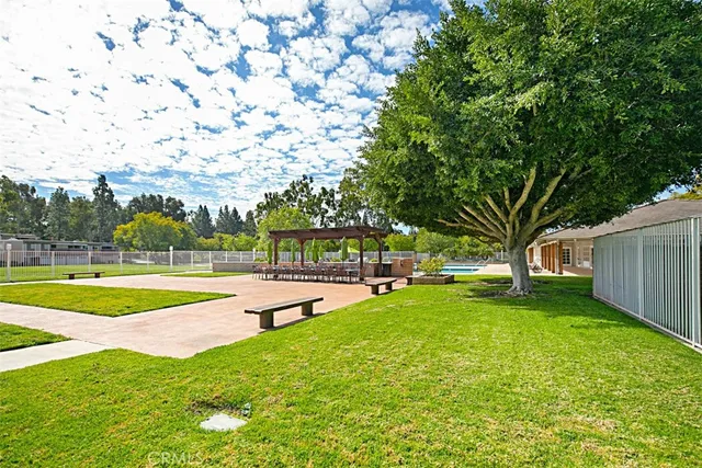 a view of a backyard with a trees