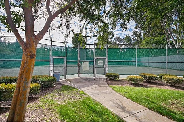 a view of a bench in a garden
