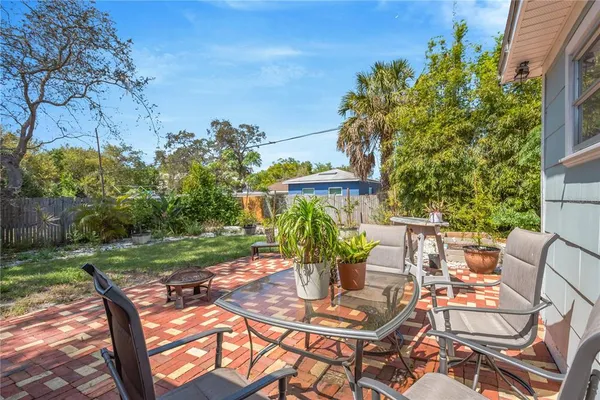 a view of an outdoor sitting space