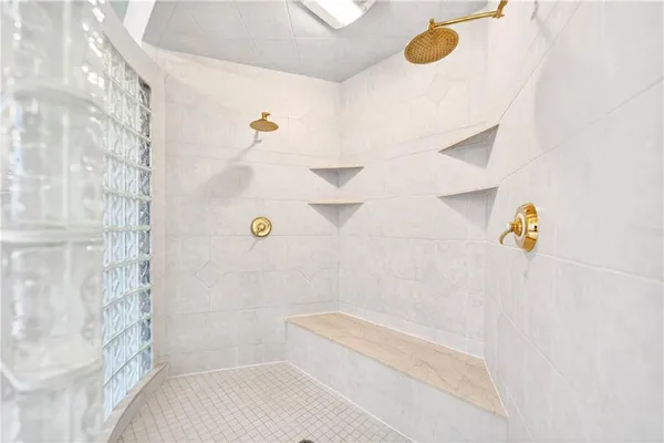 a bathroom with a shower
