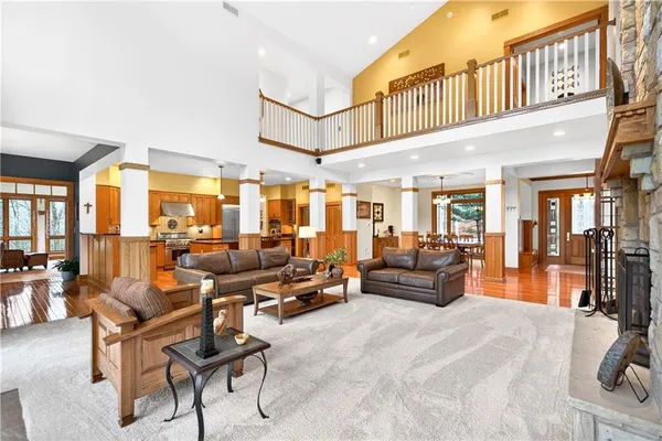 a living room with furniture