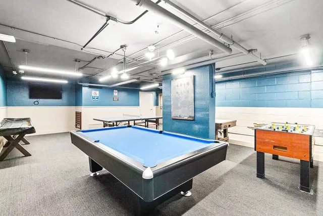 a picture of a bench in a white building