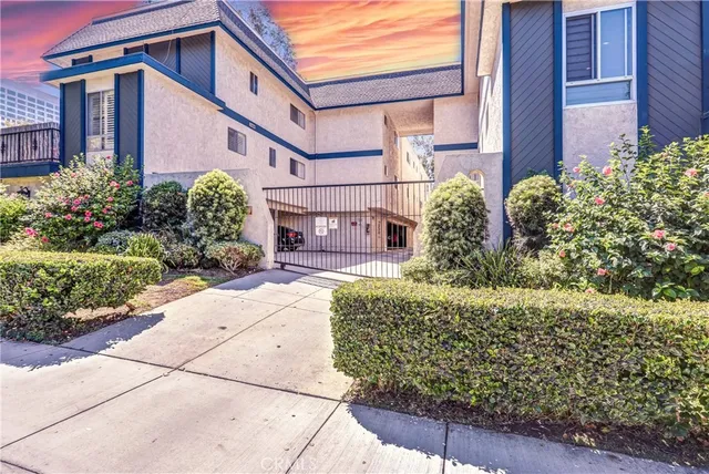 a view of a house with potted plants