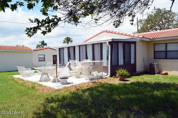 a view of a wooden door