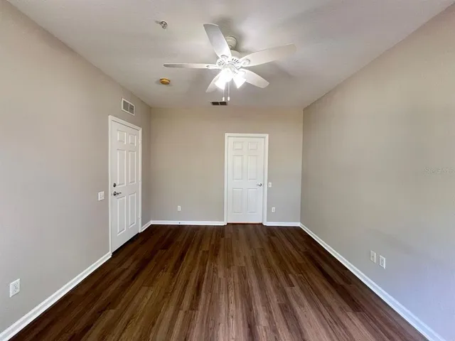 a view of a room with racks on the wall