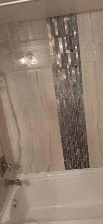 a bathroom with a bathtub
