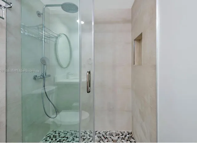 a bathroom with a shower