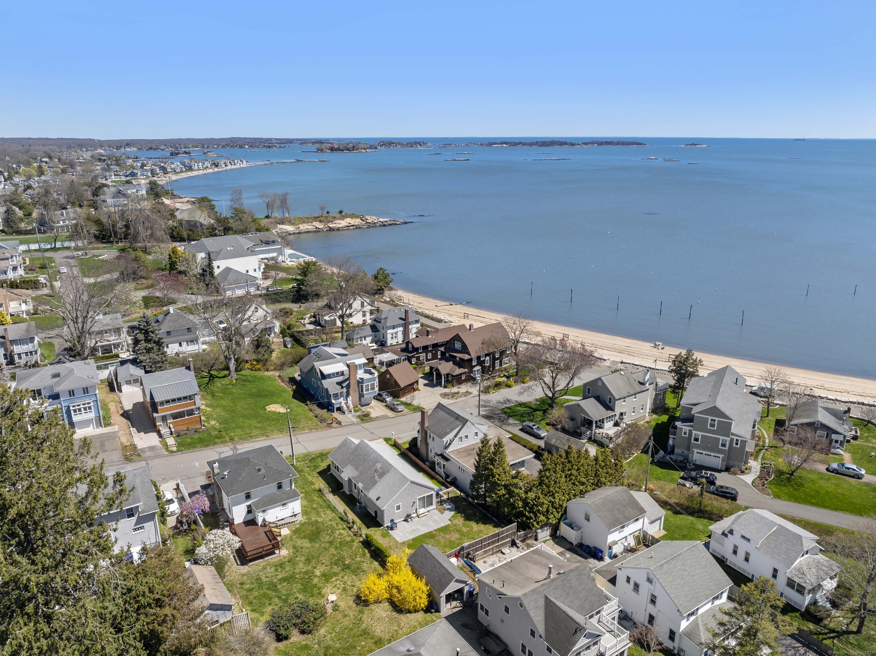 14 2nd Avenue Branford, CT 06405 - Photo 3 of 29 an aerial view of a city with lots of residential buildings and ocean view