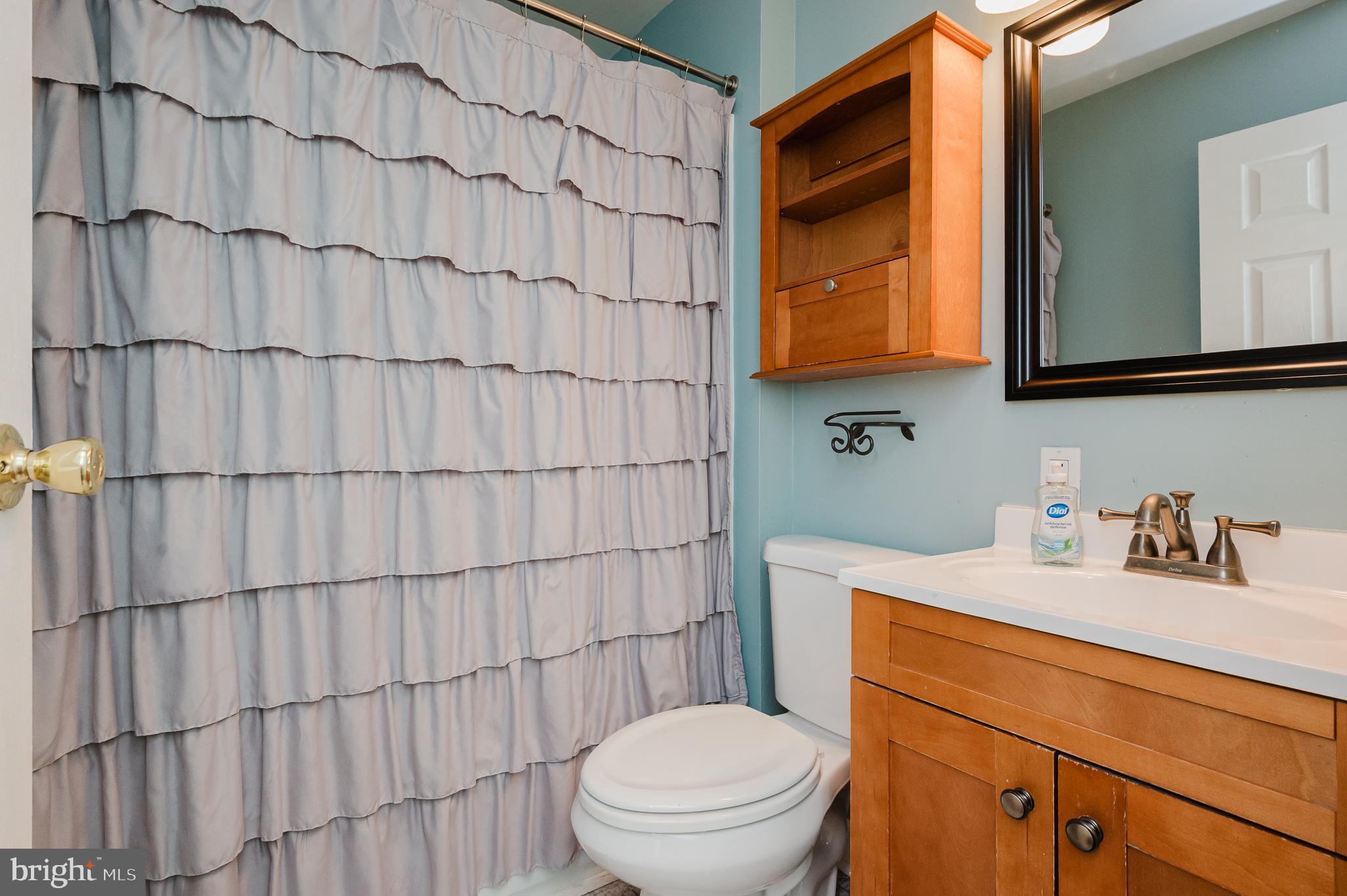 2804 Rocks Road Jarrettsville, MD 21084 - Photo 31 of 46 a bathroom with a sink a toilet and shower curtain