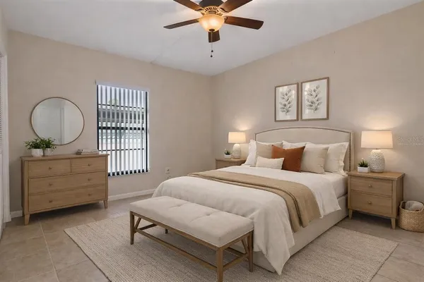 a view of a building next to a yard